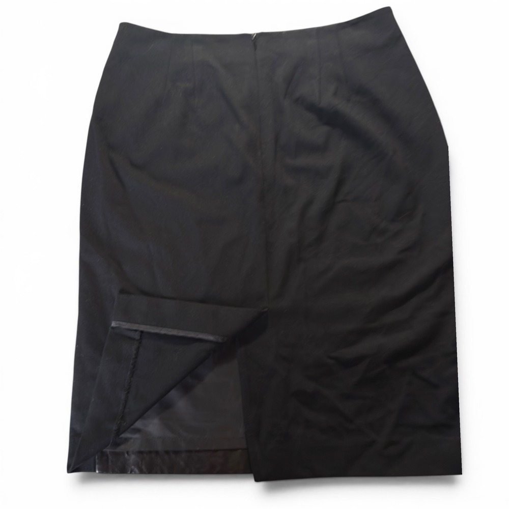 Talbots Lambskin Leather Pencil Skirt Black Womens 6 Mixed Media Stretch Career - Picture 4 of 8